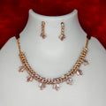Rose Gold Plated Necklace Set With Earring