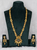 Gold Plated Matte Finish  Heritage Style Long Necklace Set