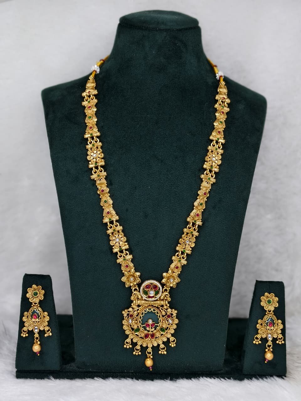 Gold Plated Long Necklace Set