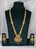 Gold Plated Matte Finish Long Necklace Set