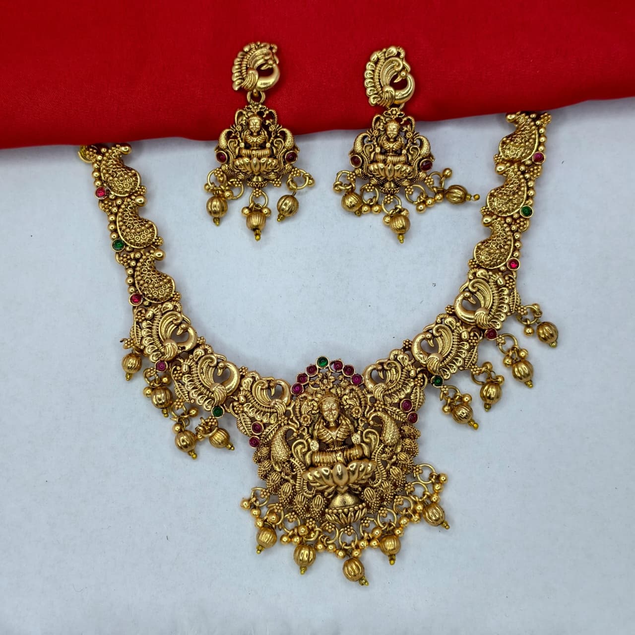 Temple Necklace Set With Earrings